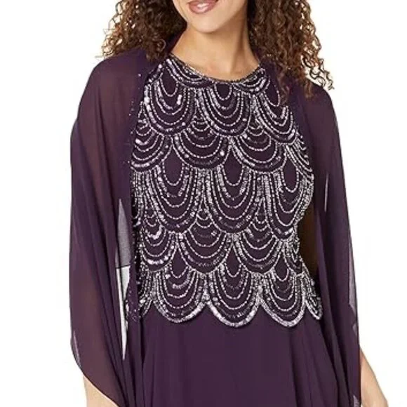 j kara beaded jacket dress Daniella Sleeveless Faux Pearl Bead Slim Formal Dress